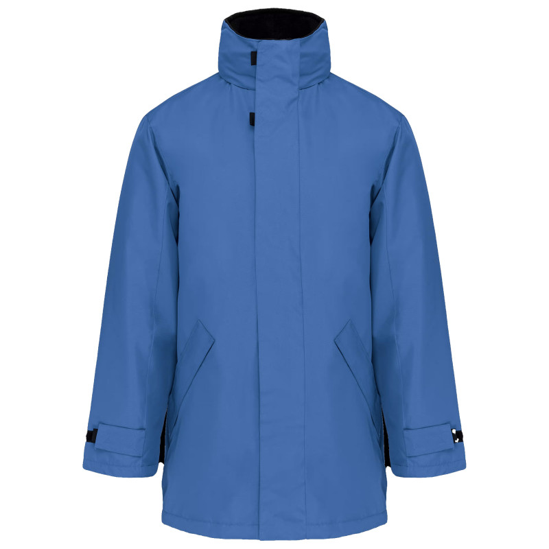 Parka pour hommes en polyester avec doublure matelassée Bleu royal. Vu de face