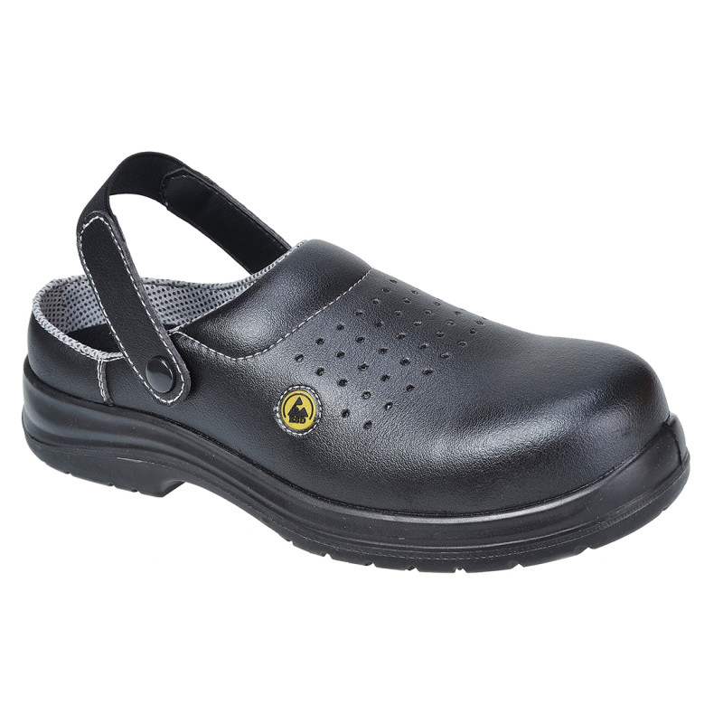 Sabot de sécurité ventilé avec embout composite ESD SRC PORTWEST - FC03 Noir. Vu de face
