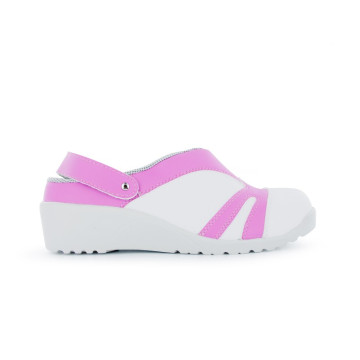 Sabot de travail coqué femme Nordways FIONA Blanc/Rose SB E A SRC