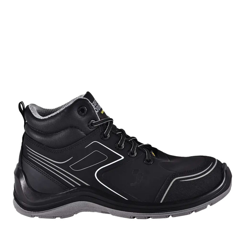 Chaussure de sécurité mi haute résiste à la perforation antidérapante, ESD SAFETY JOGGER FLOW S3 MID Noir. Vu de profil