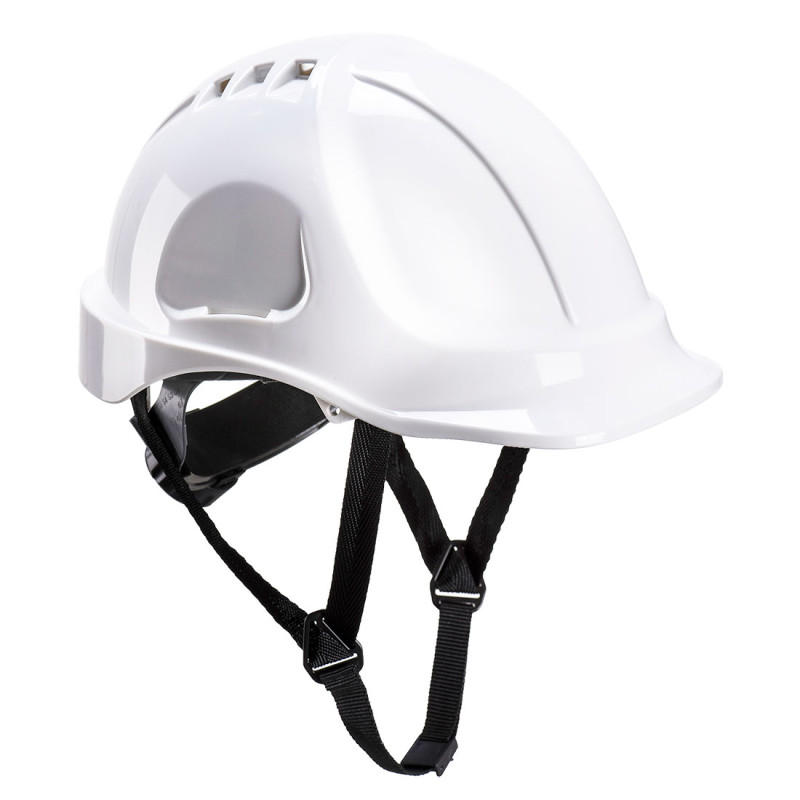 Casque de sécurité ventilée ABS avec textile à 6 points PORTWEST PS55 Blanc. Vu de profil