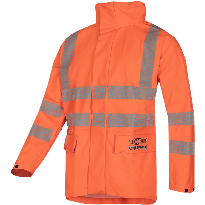 Parka haute visibilité imperméable, multirisques SIOEN - WILKIE Orange fluo. Vu de face