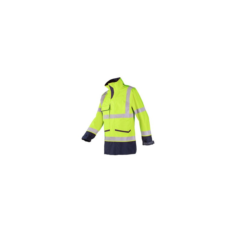 Parka imperméable, haute visibilité avec protection ARC électrique SIOEN - FALCON Jaune fluo/marine. Vu de face