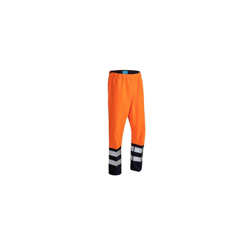 Pantalon de pluie haute visibilité et Atex SIOEN - HOVI Orange fluo/marine. Vu de face