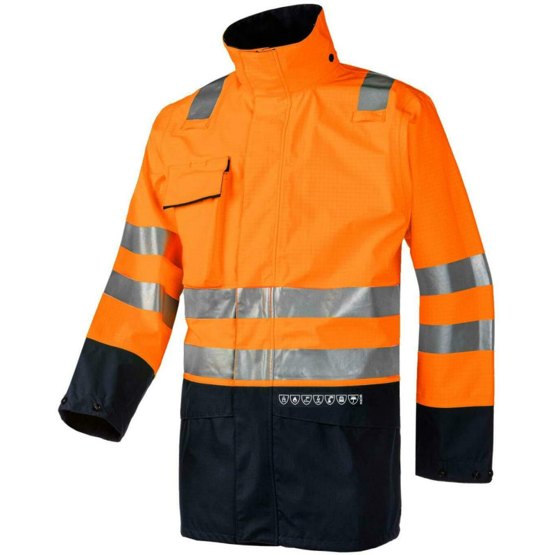 Parka de pluie haute visibilité et Atex SIOEN - KALDVIK Orangefluo/marine