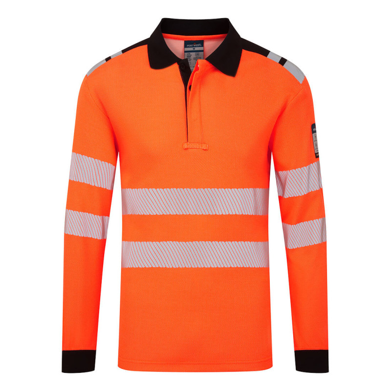 Tee-shirt manches longues ATEX multirisques Portwest FR736 – Orange fluo/Noir avec bande segmentée