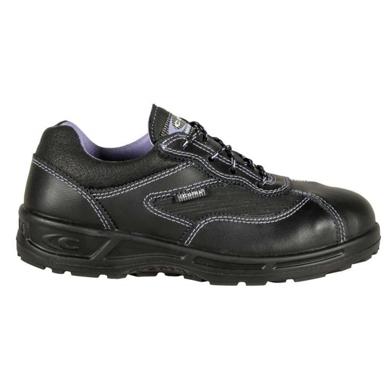 Chaussures de sécurité pour femme en cuir basses "SOPHIE" normé S3 SRC coloris noir vue de coté
