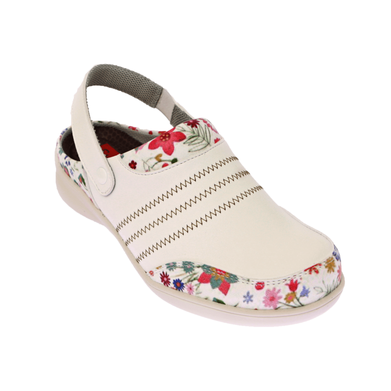 Sabot de travail hospitalier pour femme, imperméable SRB - Swedi - TAFEL+ Blanc. Vu de profil