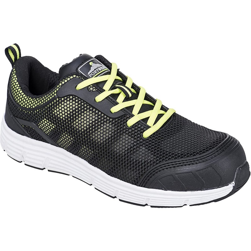 Basket de sécurité S1P SRC Portwest FT15 Noir/Vert. Vu de profil