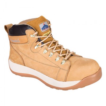 Chaussure de sécurité montante en cuir, SB HRO, PORTWEST FW31 Miel. Vu de profil