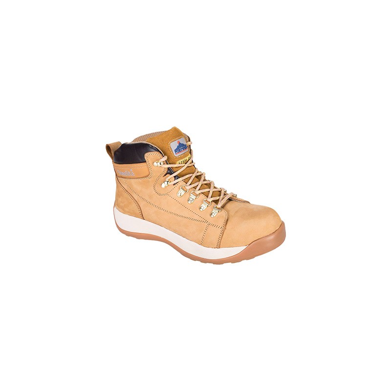 Chaussure de sécurité montante en cuir, SB HRO, PORTWEST FW31 Miel. Vu de profil