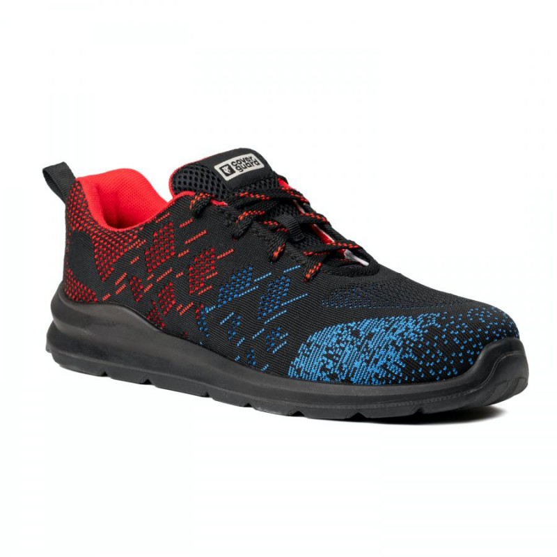 Basket de sécurité S1P SRC Coverguard OTAVITE Noir/Bleu/Rouge. Vu de profil