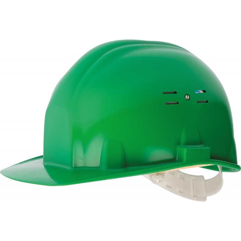 Casque de chantier avec aération COVERGUARD MO65100 Vert. Vu de profil