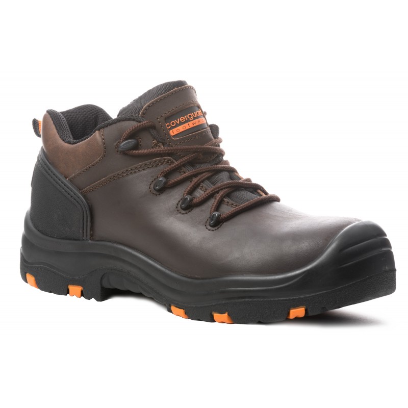 Chaussure de sécurité basse S3 SRC HRO Coverguard TOPAZ Marron/Orange. Vu de profil