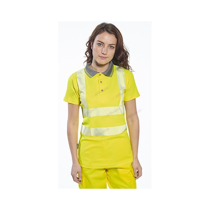 Polo manches courtes pour femme LW72 Haute visibilité Jaune fluo