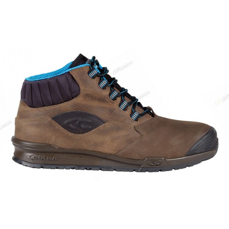 Chaussure de sécurité haute S3 SRC COFRA PERK BROWN. Vu de profil