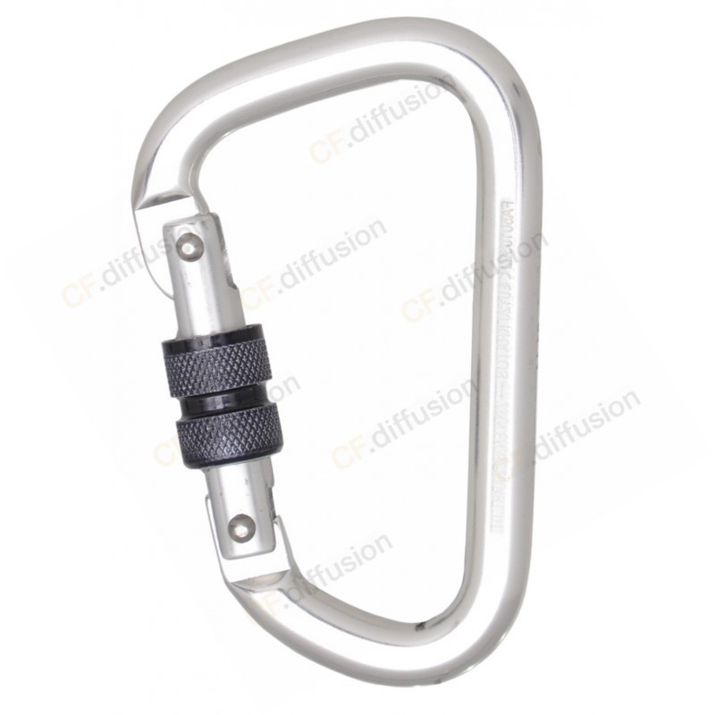 Mousqueton en aluminium avec verrouillage à vis KRATOS SAFETY FA5010322. Vu de côté