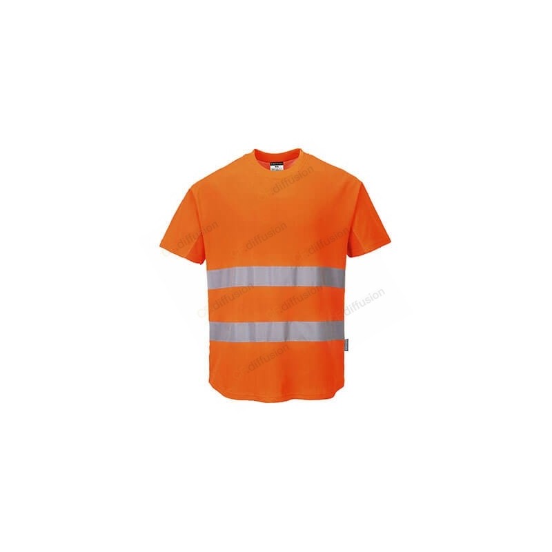 T-shirt Portwest C394 Haute visibilité Orange fluo. Vu de face