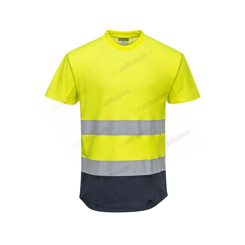 T-shirt Portwest C395 Haute visibilité Jaune fluo. Vu de face